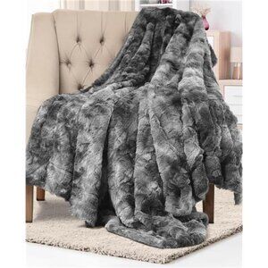 Gray Faux Fur Throw Blanket Plush Fuzzy Minky Soft Couch Bed Sofa 50x65 Living